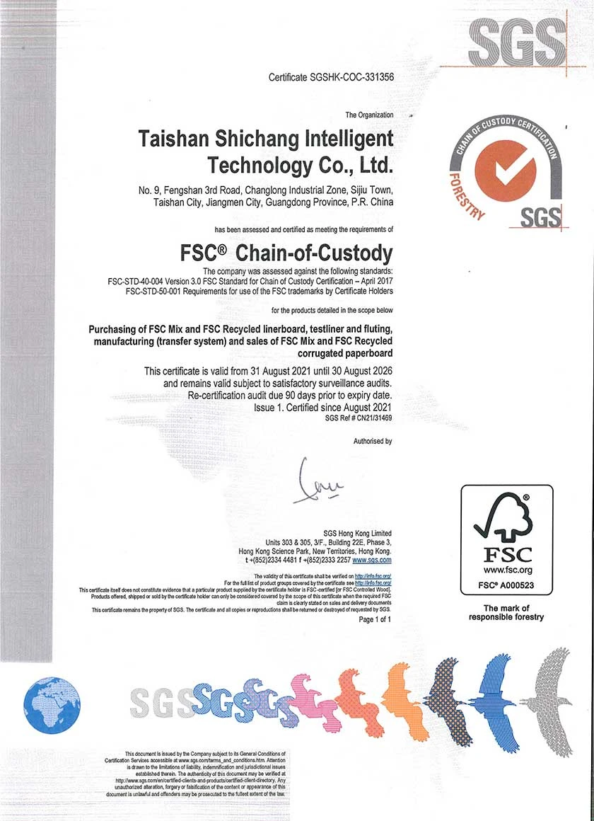 FSC 憑證 - SGS 監管鏈標準